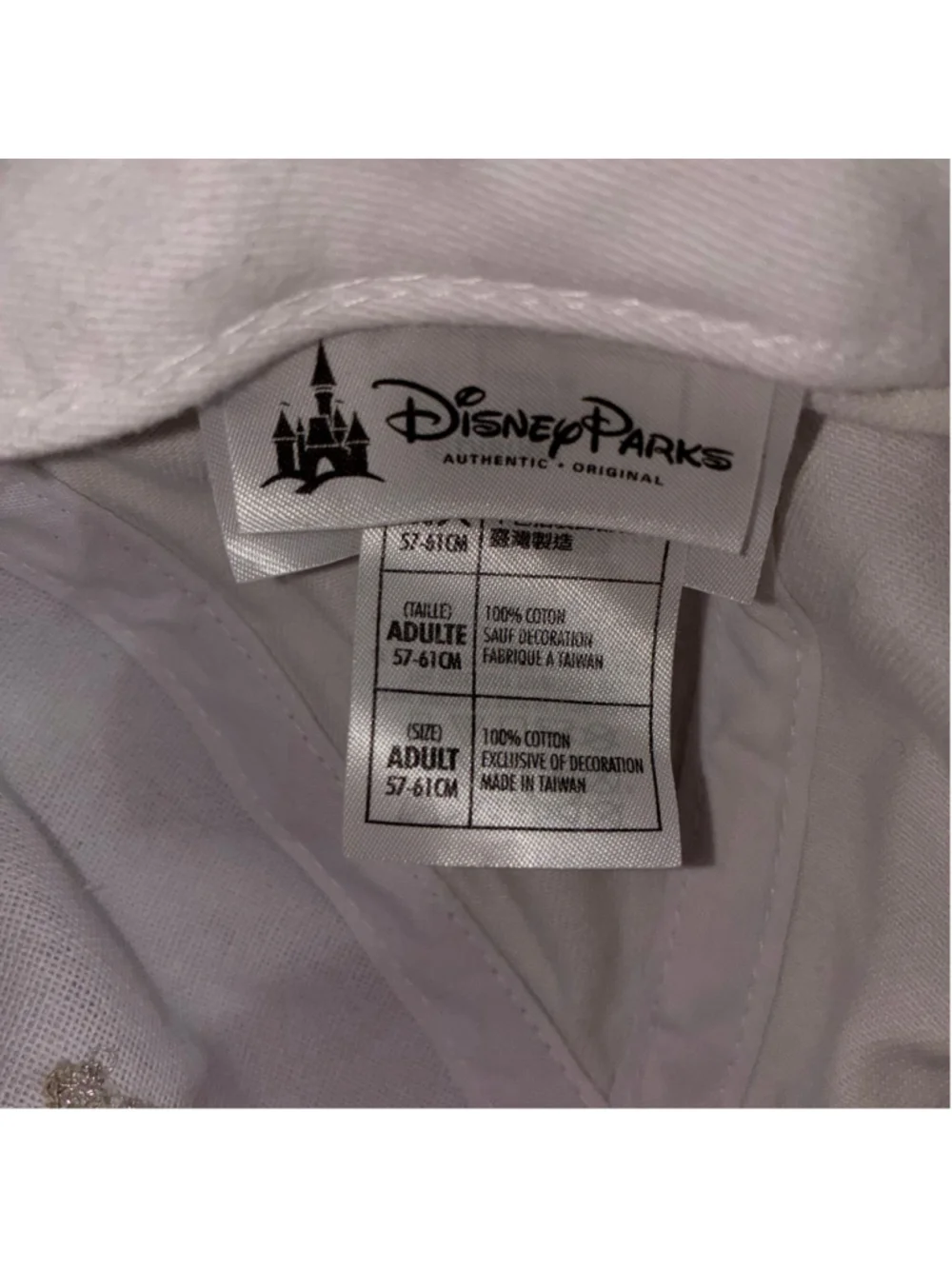 Women's Disney Parks Castle Rhinestone Baseball Hat One Size White Pink